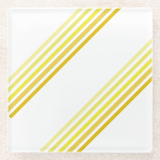 Glazen Onderzetter - tinten van gele diagonale str (Voorkant)