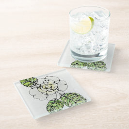 Glazen Onderzetter - White Gardenia