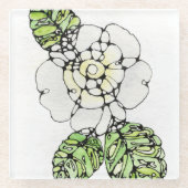 Glazen Onderzetter - White Gardenia (Voorkant)