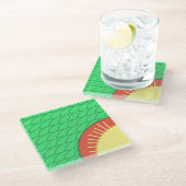 Glazen Onderzetter - Zon over Groene heuvels (Schuin)