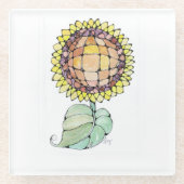 Glazen Onderzetter - Zonnebloem (Voorkant)