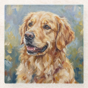 Glazen onderzetters met Golden Retriever voor hond
