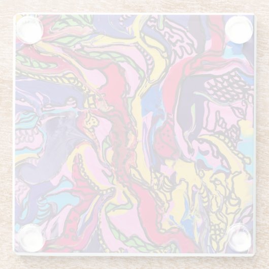 Glazen Onderzetters met "Oerwoud Fever" (Achterkant)