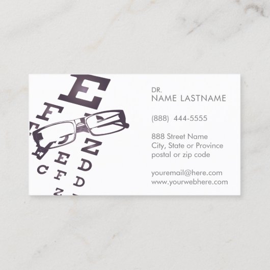 Glazen Optometrist visitekaartje (Achterkant)
