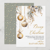 Glazen Ornament Botanische Niet Foto Vrolijk Kerst Feestdagenkaart (Voorkant / Achterkant)