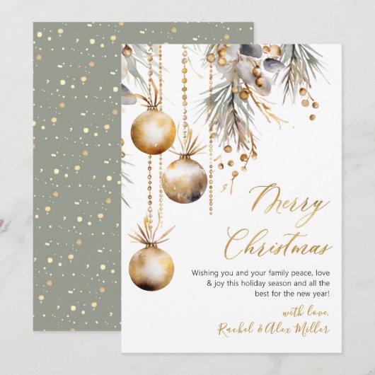 Glazen Ornament Botanische Niet Foto Vrolijk Kerst Feestdagenkaart (Voorkant / Achterkant)