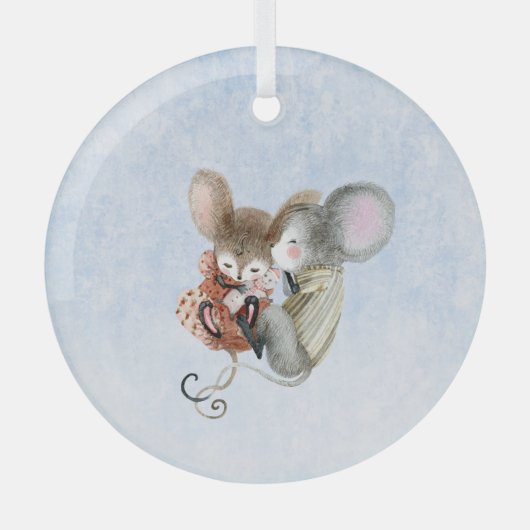 Glazen Ornament - kerstmuizen (Voorkant)