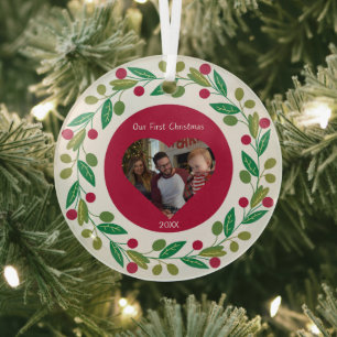 Glazen Ornament - Onze Eerste Kerstmis - Foto/Datu