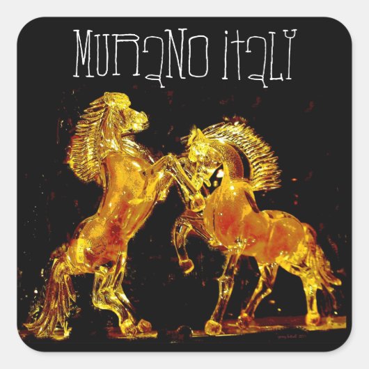 Glazen Paarden van Murano Italië Vierkante Sticker (Voorkant)
