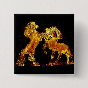 Glazen paarden van Venetië Italië Vierkante Button 5,1 Cm
