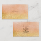Glazen perzik pastel roze goud VIP ombre glitter1 Visitekaartje (Voorkant / Achterkant)