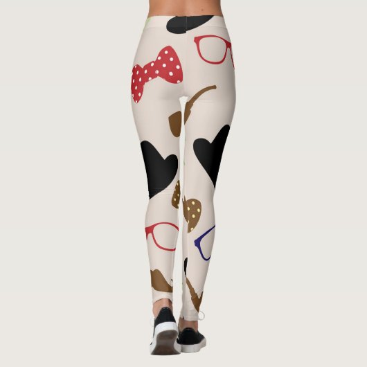 Glazen Petten en snor achtergrond Leggings (Achterkant)