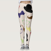 Glazen Petten en snor achtergrond Leggings (Voorkant)