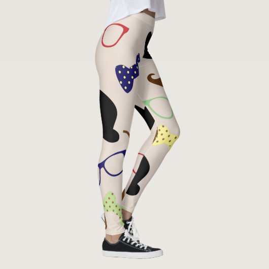 Glazen Petten en snor achtergrond Leggings (Rechts)