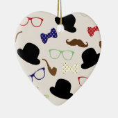 Glazen, Petten en snor Keramisch Ornament (Rechts)