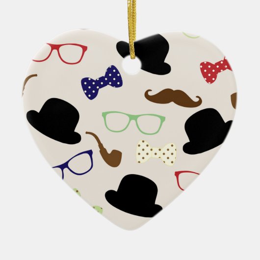 Glazen, Petten en snor Keramisch Ornament (Voorkant)