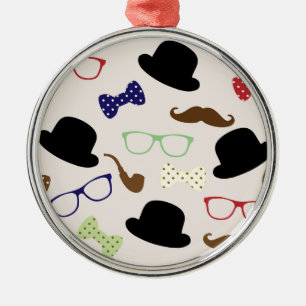Glazen, Petten en snor Metalen Ornament