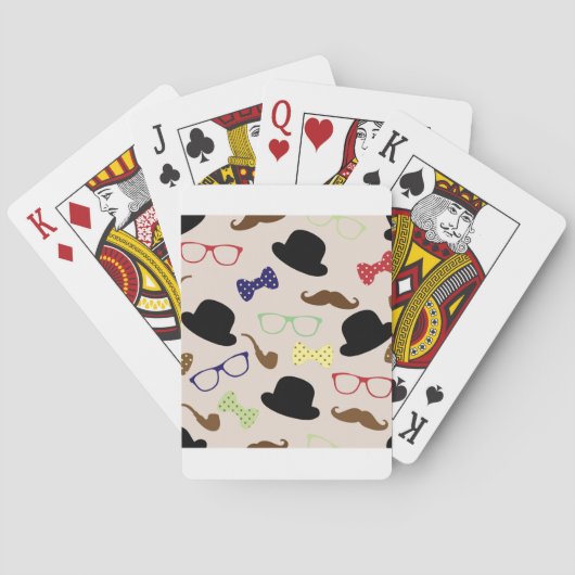 Glazen, Petten en snor Pokerkaarten (Achterkant)