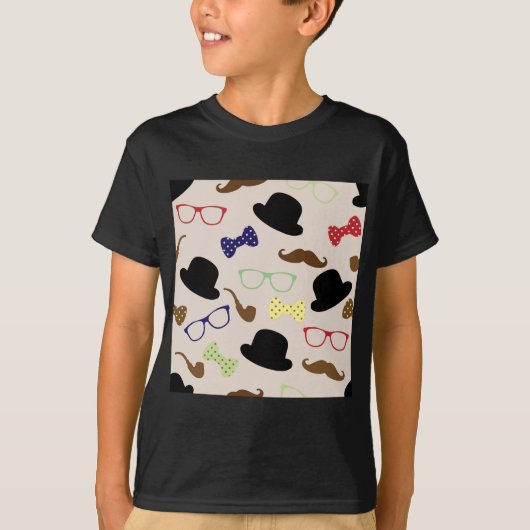 Glazen, Petten en snor T-shirt (Voorkant)