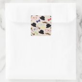 Glazen, Petten en snor Vierkante Sticker (Tas)