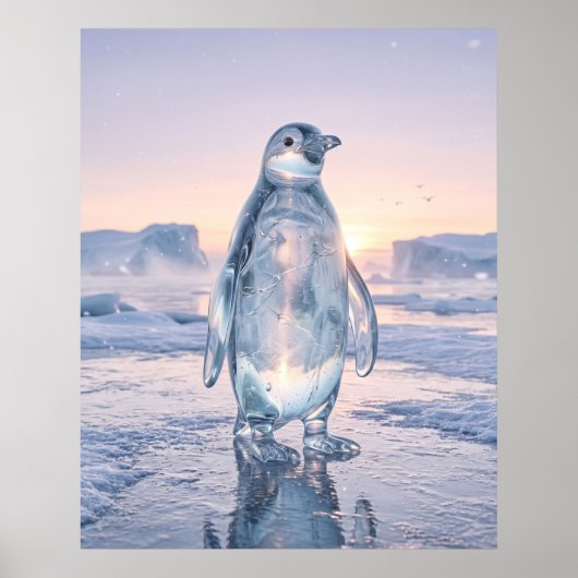 Glazen Pinguïn Ijs Horizon Poster (Voorkant)