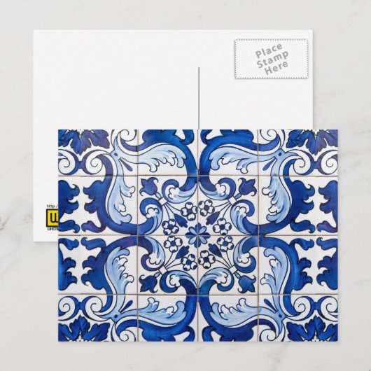 Glazen Portugese Azulejo Tegels Briefkaart (Voorkant / Achterkant)