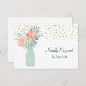 Glazen pot met vorst-effect voor trouw-RSVP RSVP Kaartje (Voorkant / Achterkant)