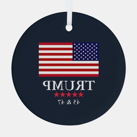 GLAZEN PRESIDENT DONALD TRUMP KERSTVERSIERING GLAS ORNAMENT (Achterkant)