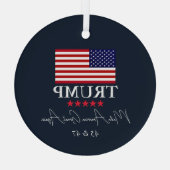 GLAZEN PRESIDENT DONALD TRUMP KERSTVERSIERING GLAS ORNAMENT (Achterkant)