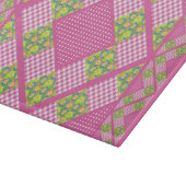Glazen Raad: Roze primroses Polkas Gingham Snijplank (Hoek)