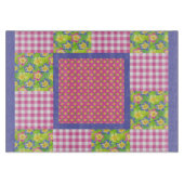 Glazen Raad: Roze primroses Polkas Gingham Snijplank (Voorkant)