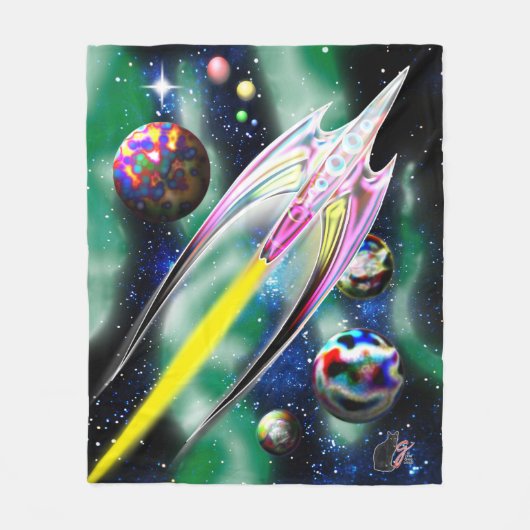 Glazen Rocket Fleece Deken (Voorkant)
