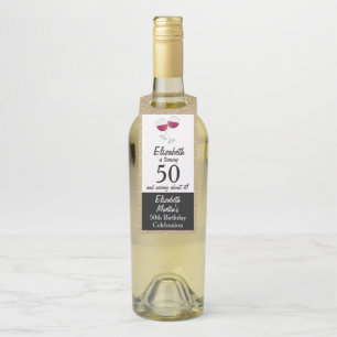 Glazen rode wijn 50ste verjaardagsfeestje flessenhanger