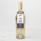 Glazen rode wijn | 60ste verjaardagsfeestje flessenhanger (Op fles)