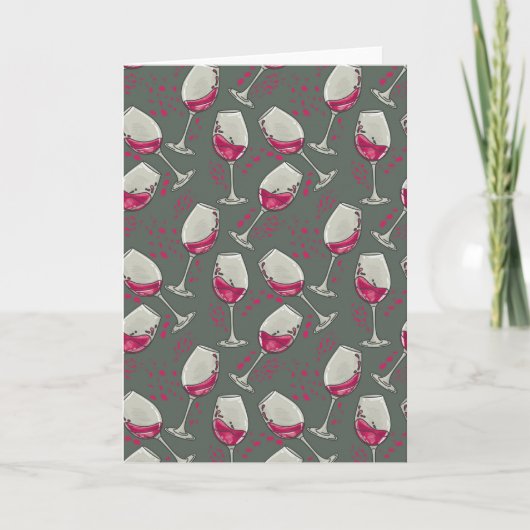 Glazen rode wijn bedankkaart (Voorkant)