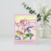 Glazen Roos Elegant Happy Birthday Briefkaart (Staand voorkant)