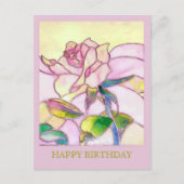 Glazen Roos Elegant Happy Birthday Briefkaart (Voorkant)