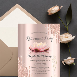 Glazen Roze Goud Glitter Druppels Lotus Pensioen Kaart