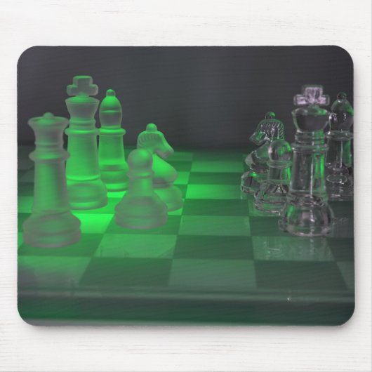 Glazen schaakstukken muismat (Voorkant)