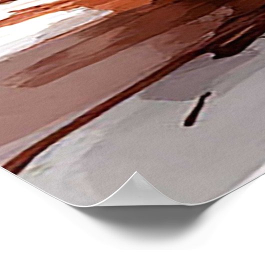 Glazen schaal met chocolade en mango ijs poster (Hoek)