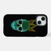 Glazen schedel en kroon iPhone 15 case (Achterkant horizontaal)