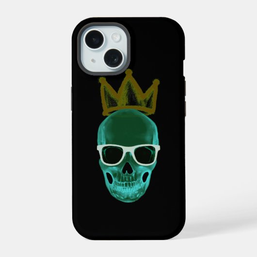 Glazen schedel en kroon iPhone 15 case (Achterkant)