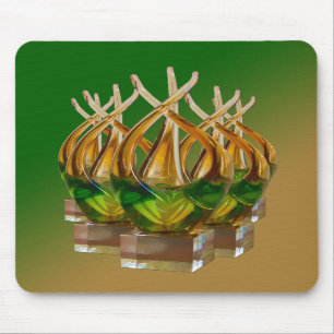 Glazen sculptuur in Groenen en Browns Mousepad Muismat