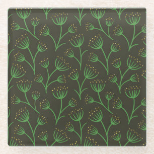 Glazen sierobject in vintage stijl met botanisch p onderzetter