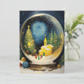 Glazen sneeuwbal kerst: feestelijke Wenskaarten Feestdagenkaart (Staand voorkant)