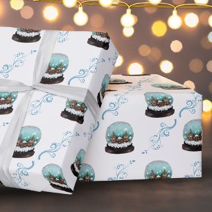 Glazen Sneeuwbal Winterdorp Sneeuwige Kerst  Cadeaupapier