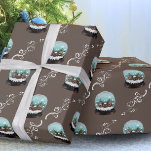 Glazen Sneeuwbal Winterdorp Sneeuwige Kerst Cadeaupapier