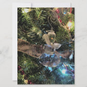 Glazen sneeuwman-ornament op de boom feestdagenkaart (Voorkant)