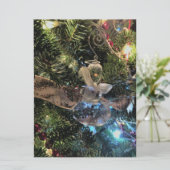 Glazen sneeuwman-ornament op de boom feestdagenkaart (Staand voorkant)