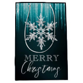 Glazen sneeuwvlok op Blauwgroen winterkerst Medium Cadeauzakje (Voorkant)